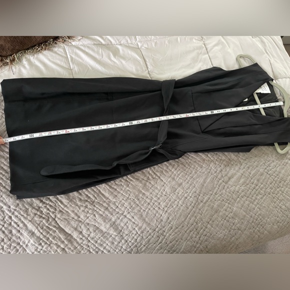 NWT AKRIS Punto black wool belted sleeveless faux wrap front dress size 8 - Picture 3 of 15